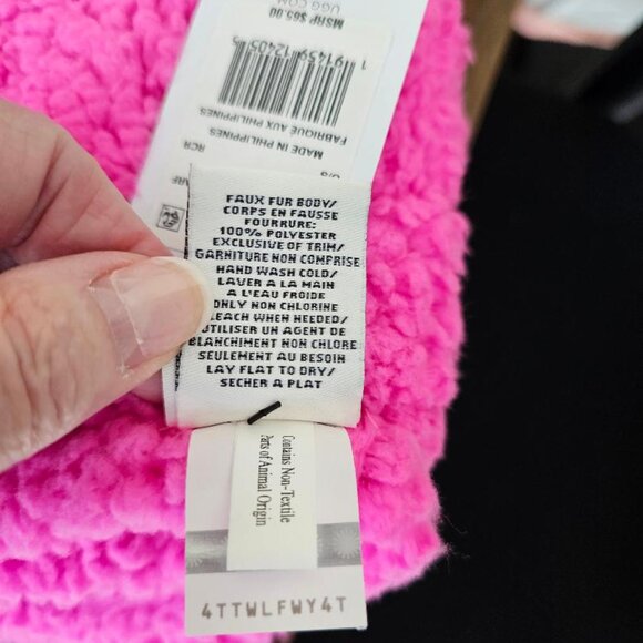 UGG Women’s Rock Rose Sherpa Oversized Scarf & Gloves PINK - Picture 3 of 7